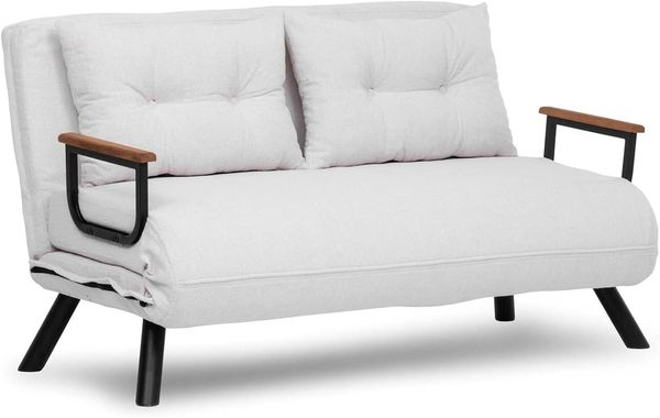 Dmora Schlafsofa 2 Sitze Merak 133x78 cm Weiß Stauraum