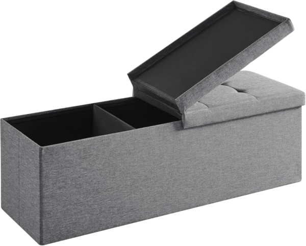 Zedelmaier Sitzbank mit Stauraum Sitzhocker Faltbar Sitztruhe belastbar bis 300 kg, Deckel Abnehmbar, 114 x 38 x 38 cm Hellgrau