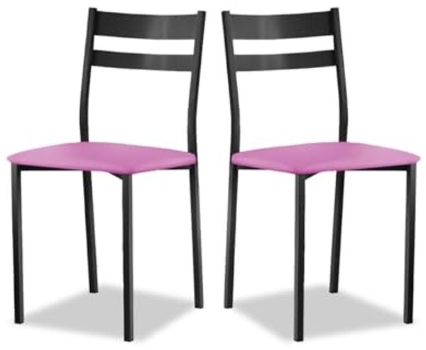 ASTIMESA Küchenstuhl aus Metall mit offener Rückenlehne, Rosa, 59 x 45 x 40 cm