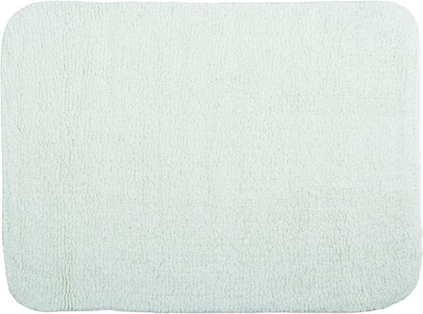 Spirella Badteppich Badematte Duschvorleger CAMPUS 100% Baumwolle Hochflor | flauschig | rutschhemmend | geeignet für Fußbodenheizung | 50x70 cm | Weiß
