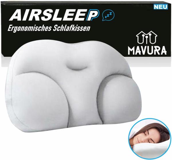 MAVURA Schlafkissen AIRSLEEP 3D Ergonomisches Schlafkissen Wolkenkissen rundum, AirSleep 3D Ergonomisches Schlafkissen, Kopfkissen Nackenkissen Memory Kissen mit Füllung