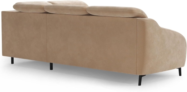 CAVADORE Ecksofa Blue/Eckcouch im modernen Design, Inkl. Kopfteilverstellung, Vorziehsitz motorisch, Klapptisch, USB-Anschluss und mattschwarzen Metallfüßen / 258 x 93 x 249 / Mikrofaser, Hellbraun Bild 7