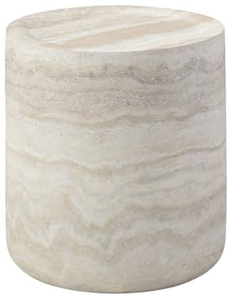 NJLyuhome Couchtisch Zylindrischer Beistelltisch & Wohnzimmertisch, 40 x 40 x 45,5 cm (1-St), Wunderschöner Travertin-Look aus strapazierfähigem Glasfaserbeton
