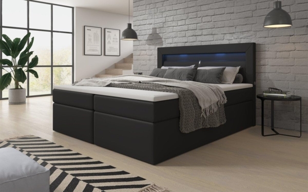 Boxspringbett Reposito mit LED, USB und Stauraum 160x200 Schwarz H3 (70-100kg) Bild 2