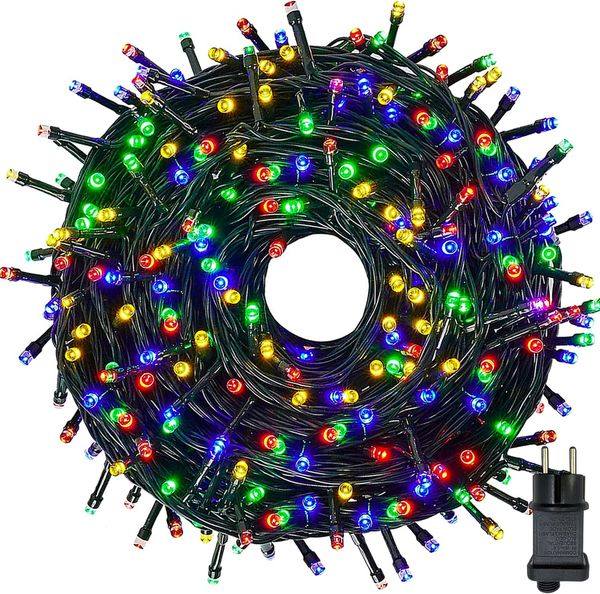 Lichterkette Außen Strom 30m 300LED Innen Lichterkette Weihnachtsbaum mit 8 Modi Timer Speicherfunktion IP44 Wasserdicht, Lichterkette Strombetrieben für Balkon, Garten, Hochzeit, Bunt
