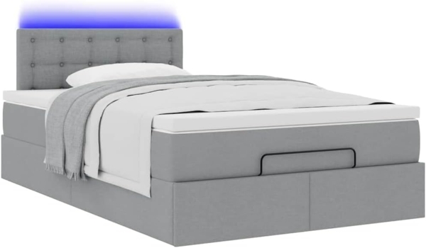 Ottoman-Bett mit Matratze Hellgrau 120x200 cm Stoff 3312464