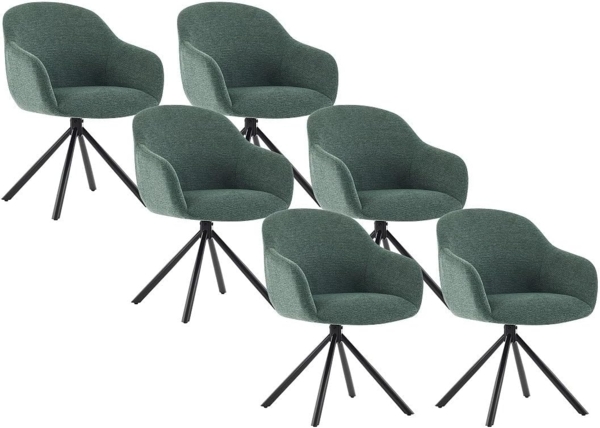 Vente-unique - 6‑er Set Stühle mit Armlehnen - Textilstoff & Metall - Grün - CILIENO