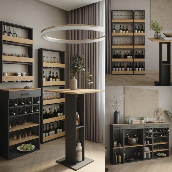 Esstisch Repose Anthrazit/Goldkraft Eiche 180 x 80 cm ausziehbar Vicco Bild 8