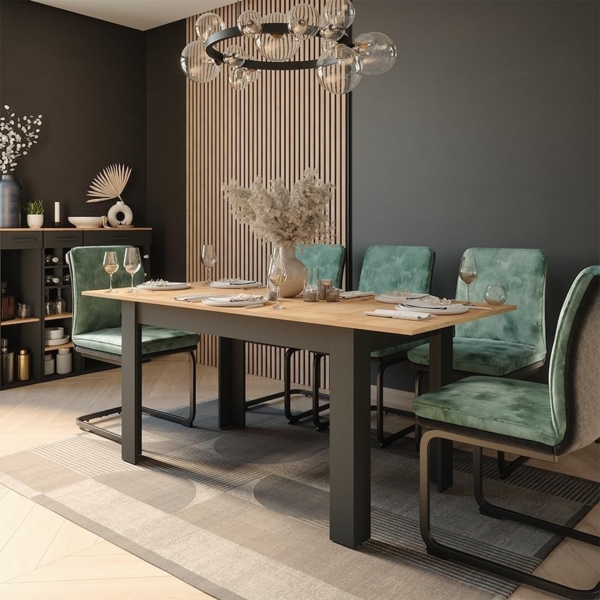 Esstisch Repose Anthrazit/Goldkraft Eiche 180 x 80 cm ausziehbar Vicco Bild 2