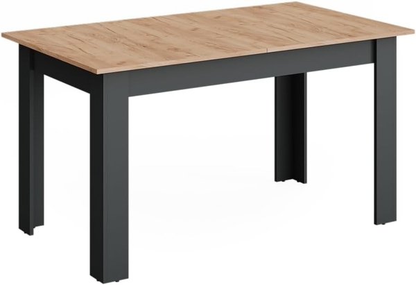 Esstisch Repose Anthrazit/Goldkraft Eiche 180 x 80 cm ausziehbar Vicco