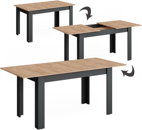 Esstisch Repose Anthrazit/Goldkraft Eiche 180 x 80 cm ausziehbar Vicco Bild 5