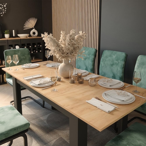 Esstisch Repose Anthrazit/Goldkraft Eiche 180 x 80 cm ausziehbar Vicco Bild 7