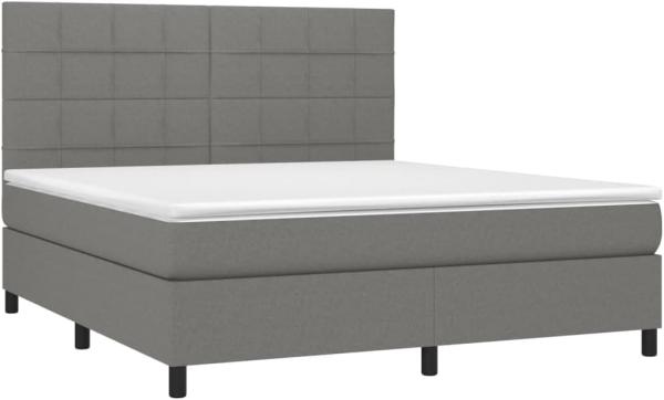 vidaXL Boxspringbett mit Matratze & LED Dunkelgrau 160x200 cm Stoff 3134886