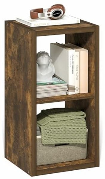Furinno Kubikregal mit offenem Rücken, dekorativer Aufbewahrungsorganisator, 2-Kubus, Bernstein-Kiefer, Amber Pine