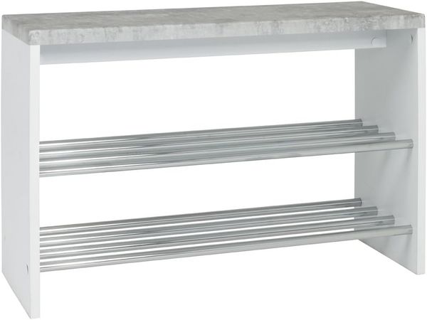 HAKU Möbel Schuhbank - betonoptik-weiß-chrom - H. 55cm x B. 81cm - HAKU-95631