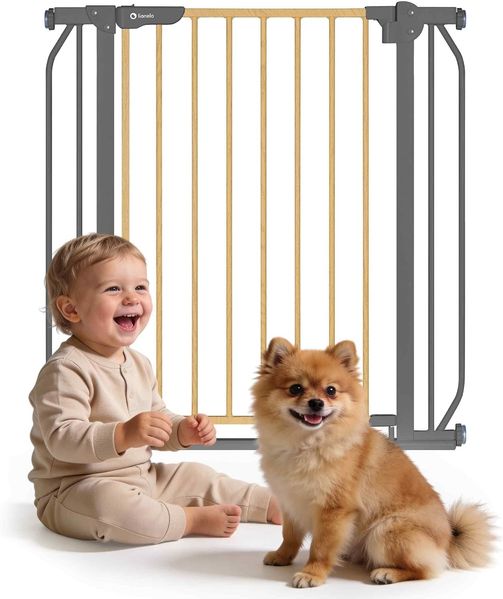 LIONELO Truus Slim Sicherheitstor, Verstellbare Breite von 75 bis 105 cm mit Press-Fit, Höhe 77 cm Öffnung in beide Richtungen Selbstverriegelung, abgerundete Kanten
