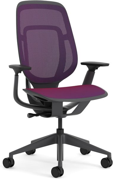 Karman Steelcase Ergonomischer Bürostuhl, höhenverstellbarer Stuhl mit Rot-Blau Bezug