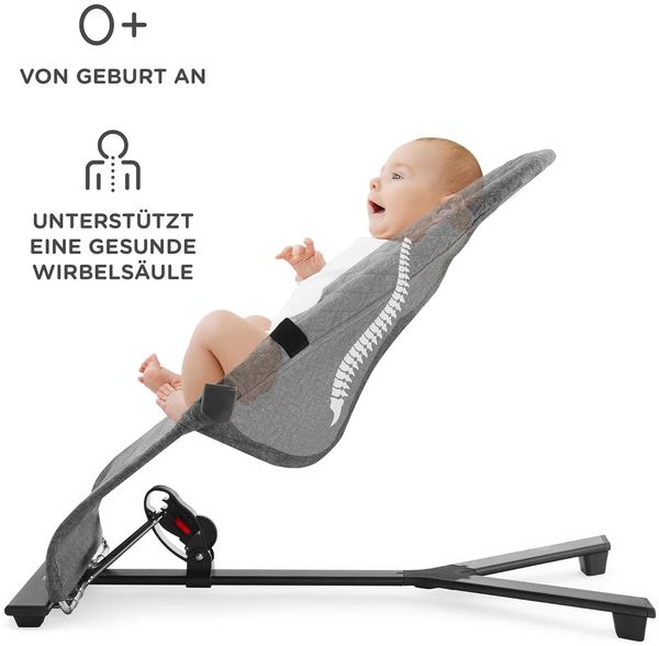 Kinderkraft Babywippe MIMI, Spielbügel mit 2 Spielzeuge, verstellbare Rückenlehne, Weiches Material, Minimalistische Skandinavisches Design, Zusammenklappbar, Grau Bild 3