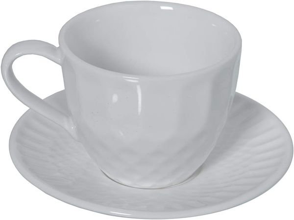DRW Kaffeetassen, Porzellan, mit Geschenkbox, Weiß, 9x6 cm, Teller 5 cm, 6 Stück