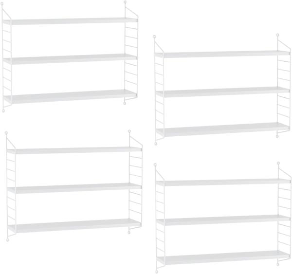 Modulares Wandregal, Stringregal Strängnäs 4er Set Weiß, matt [en. casa]