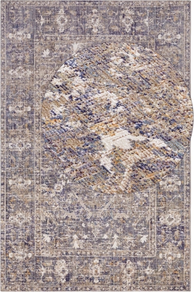 Nouristan Port Said In- & Outdoor Teppich Orientalisch – Flachgewebe Orient Muster Vintage Used Look Waschbar Wetterfest & UV-beständig für Balkon, Terrasse, Garten, Wohnzimmer – Creme Blau, 75x120 cm Bild 2