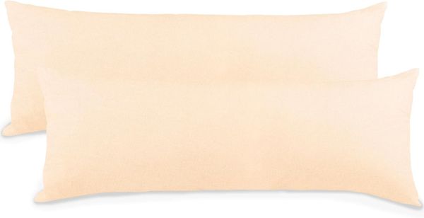 aqua-textil Classic Line Kissenbezug 2er-Set 40x145 cm Natur Baumwolle Seitenschläferkissen Bezug Reißverschluss
