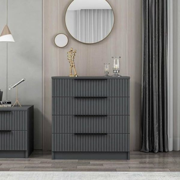 Dmora Kommode Theemin 72 x 42 x 77 cm Schwarz 7 Schubladen