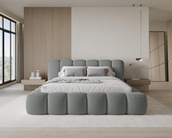 Chilly Möbel Polsterbett Stone Dunkelgrau Bouclé Stoff 160x200 cm mit Stauraum Quelle 92