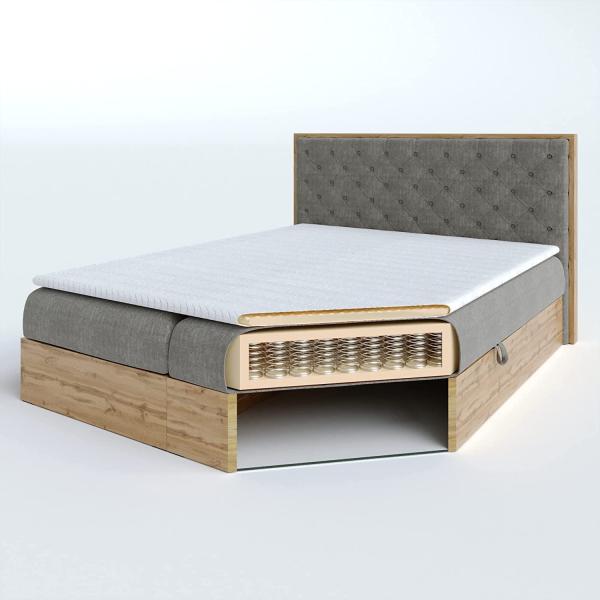 Boxspringbett Doppelbett LOFT 3 - Das perfekte Bett für Ihr Schlafzimmer. 140x200 cm Bett mit Bonellmatratze, mit Bettkasten für Bettwäsche und Topper. Bett mit Kopfteil. (LOFT 3 GRÜN, 140x200) Bild 4