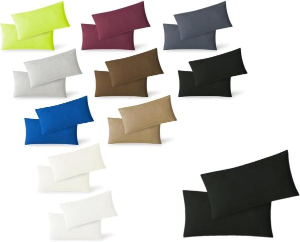 Jersey Kissenbezug, 2er Set, Baumwolle, Schwarz, 40x60 cm