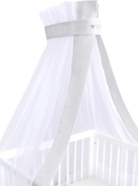 Amilian Betthimmel mit Himmelstange, Himmelhalter - Himmelbett Gestell - für Babybett (Himmelbett Gestell für Babybett, Stubenwagen, Babywiege), Vollstoffhimmel oder Chiffonhimmel