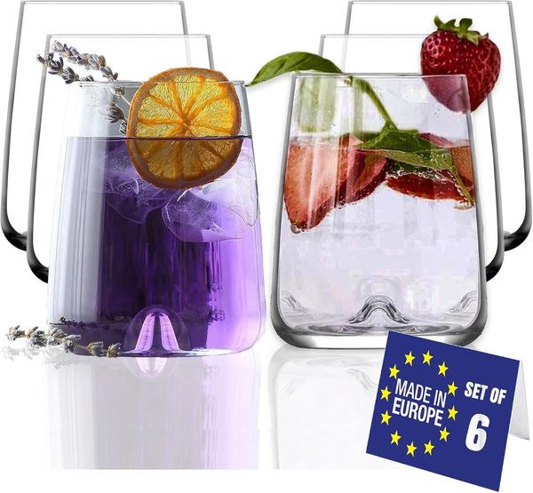 LAV Gläser-Set Terra Weinglas, 6-tlg, Glas, 6er-Set, 475ml, Ideal für kalte Getränke & dekorative Zwecke