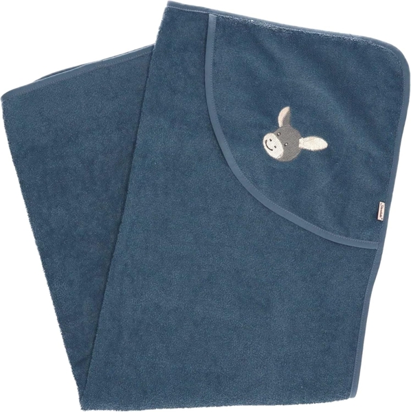 Sterntaler Baby Jungen Badetuch Baby GOTS Emmi - Badeponcho Baby, Kapuzenhandtuch, Badehandtuch Kinder mit Eselmotiv - Bio - graublau Bild 3