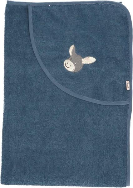 Sterntaler Baby Jungen Badetuch Baby GOTS Emmi - Badeponcho Baby, Kapuzenhandtuch, Badehandtuch Kinder mit Eselmotiv - Bio - graublau Bild 2