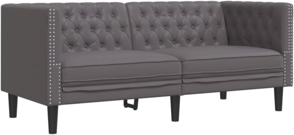 Chesterfield-Sofa 2-Sitzer Grau Kunstleder 372662