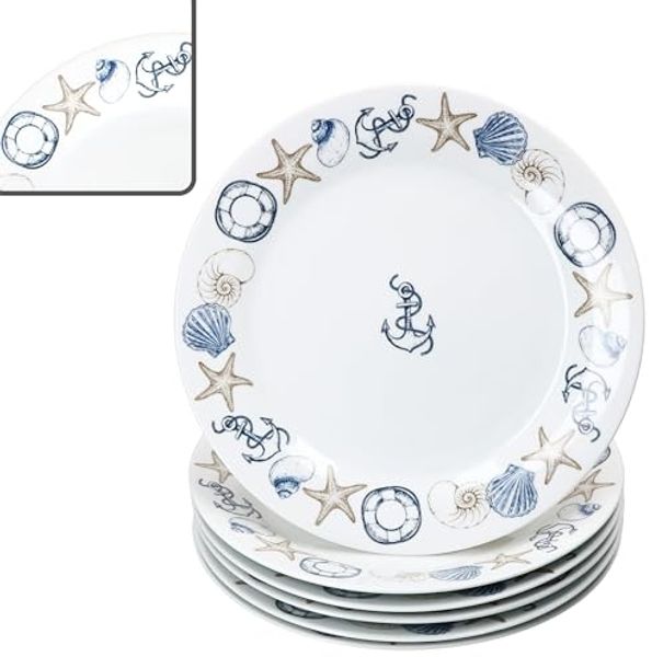 MamboCat Speiseteller Neptun 6er Set Speiseteller 27cm Porzellan groß Essteller maritim