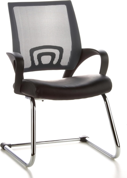 hjh OFFICE Besucherstuhl Konferenzstuhl VISTO NET V Kunstleder/Netzstoff Schwarz / Grau