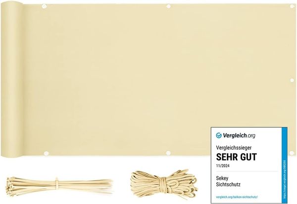 Sekey Balkon Sichtschutz PES Balkonverkleidung Witterungsbeständig Sichtschutz für den Gartenzaun oder Balkon, Schutz vor neugierigen Blicken 500 * 90cm