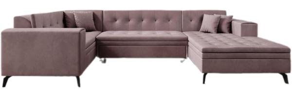 Designer Sofa Neola mit Schlaffunktion Samt Rosé Rechts