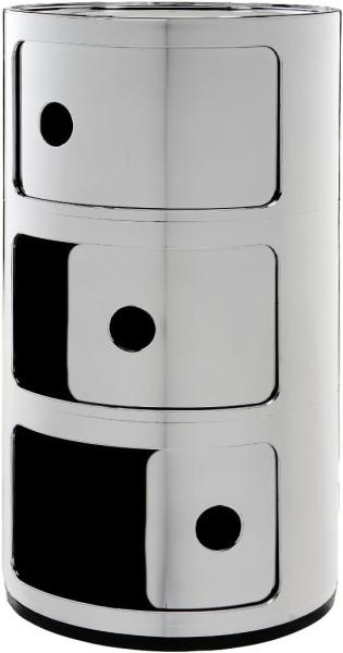 Kartell Componibili, 3 Elements, Verchromt, Runde Basis