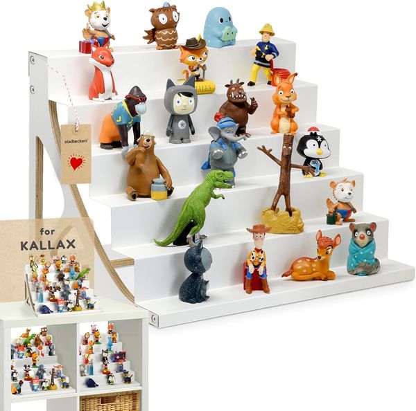 stadtecken® Magnetisches Regal für Musikbox-Figuren – Passend für IKEA Kallax und mehr | Optional mit Platz für Toniebox | Geeignet für ca. 50 Figuren | Weiß (PureFiguren)