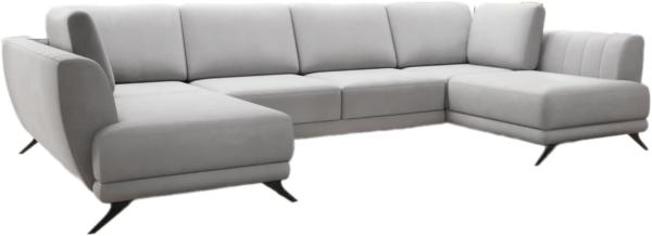 Designer Sofa Nina mit Schlaffunktion Samt Hellgrau