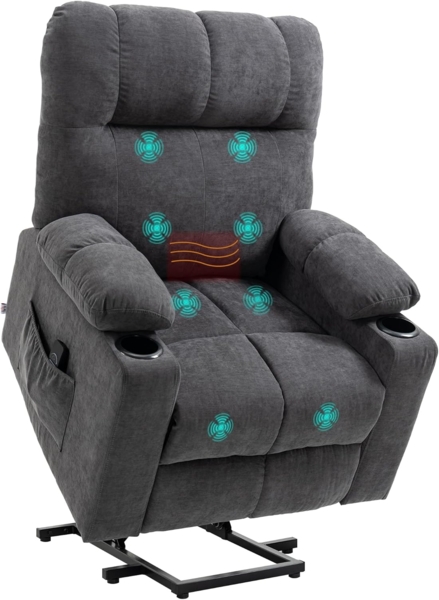 HOMCOM Massagesessel Sessel mit Aufstehhilfe, Elektrischer Kinosessel mit Massagefunktion (1-St)