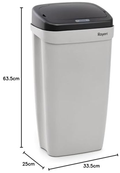 Rayen Automatischer Eimer mit Öffnungssensor, Grau, Schwarz, 63,5 x 33,5 x 25 cm Bild 2