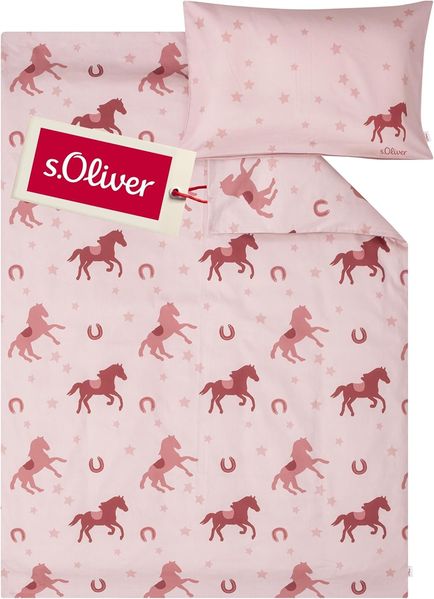 s.Oliver Kinderbettwäsche Satinbettwäsche s.Oliver Junior Pferde, Mako-Satin, 2 teilig, mit Pferden und Sternen