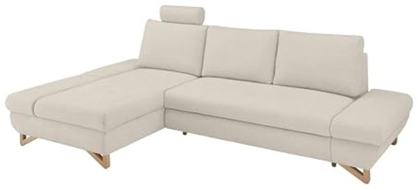 Ecksofa Skalm in Creme mit Bettfunktion 284 cm
