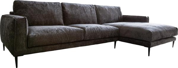 Ecksofa Sottil 290 x 165cm Chenille Anthrazit Recamiere rechts