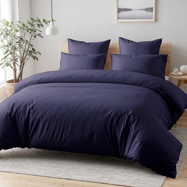 Cozyor Bettwäsche extra dick, weich, top Reissverschluss 135x200 155x200 155x220 200x200, Mikrofaser, 3 teilig, dunkelblau Ocean, Bettbezug + Kissenbezug 40x80, für Allergiker, weich