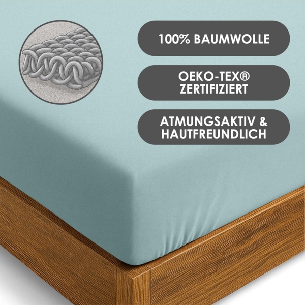 Strauss Home Spannbettlaken Premium, Gummizug: Rundumgummi, 150gr/m2 Premium Jersey 100% Baumwolle Bild 2