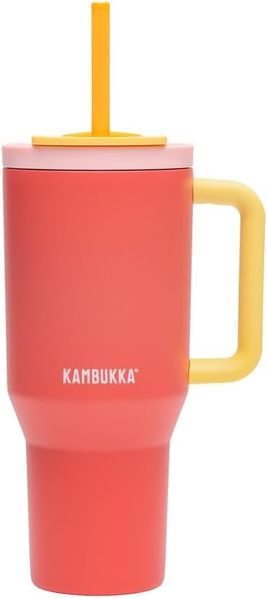 Kambukka Rio Tumbler 950ml Pink Papaya Thermobecher mit Teleskopstrohhalm